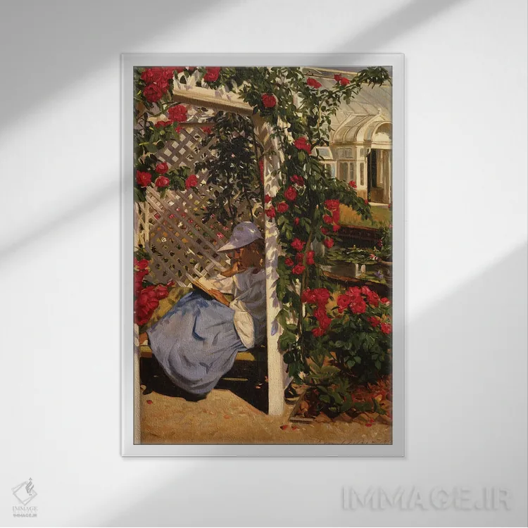 تابلو دکوراتیو باغ رز اثر ایوان ویلسون - نمای قابدار سفید
