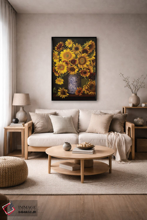 تابلو دکوراتیو گل های آفتابگردان در گلدان ایتالیایی اثر ایوان ویلسون - D5B