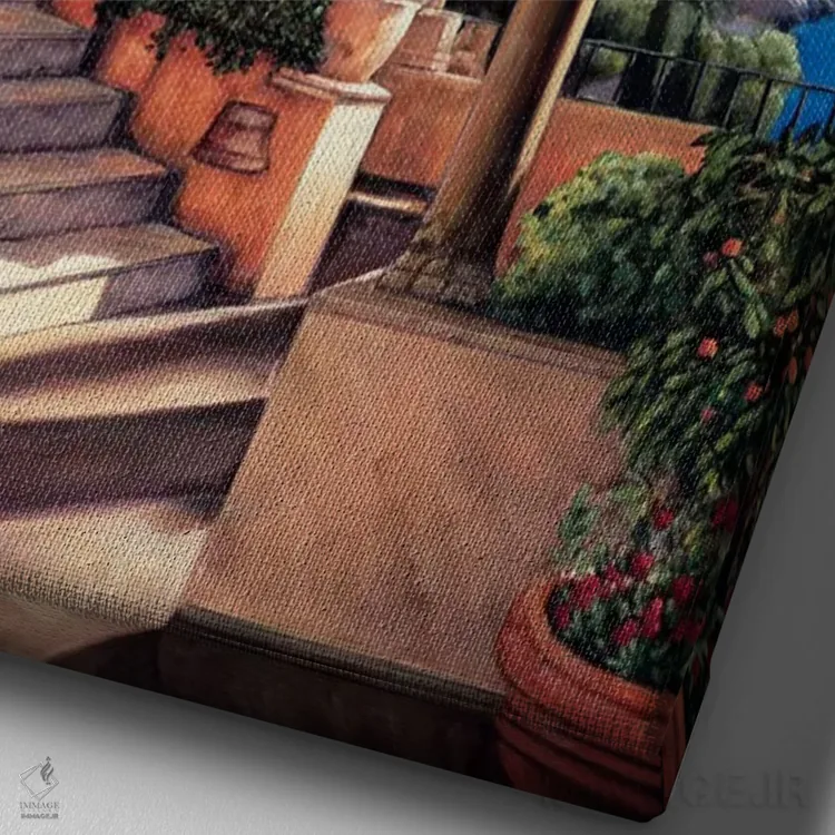 تابلو دکوراتیو پالازو در آمالفی اثر الیزابت رایت - نمای نزدیک بافت بوم