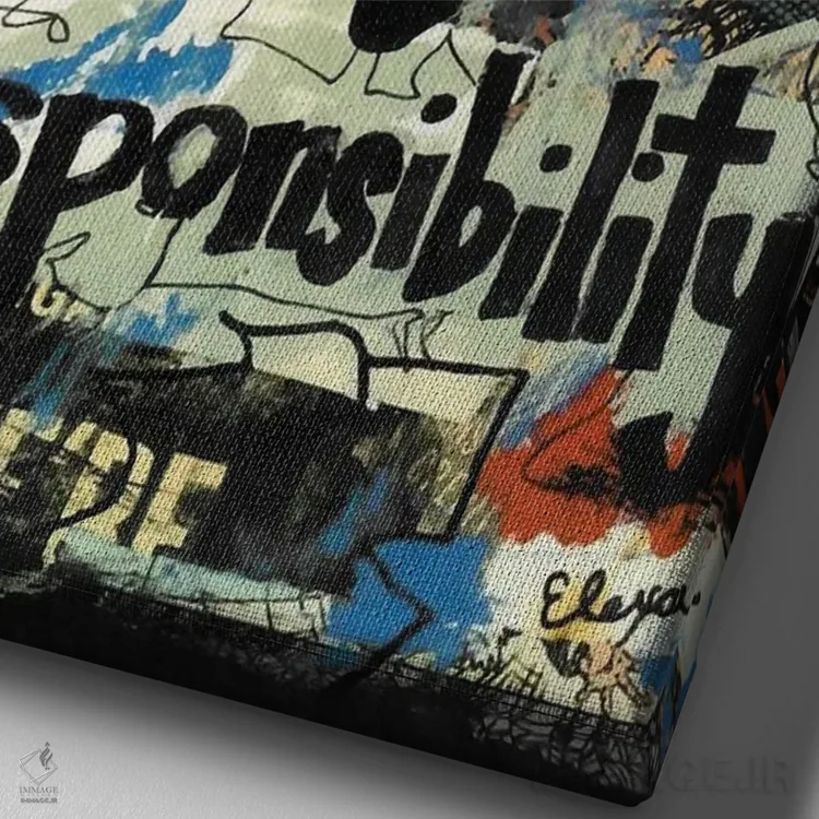 تابلو دکوراتیو قدرت بزرگ اسپایدرمن اثر الکسا بانکرافت - نمای نزدیک بافت بوم