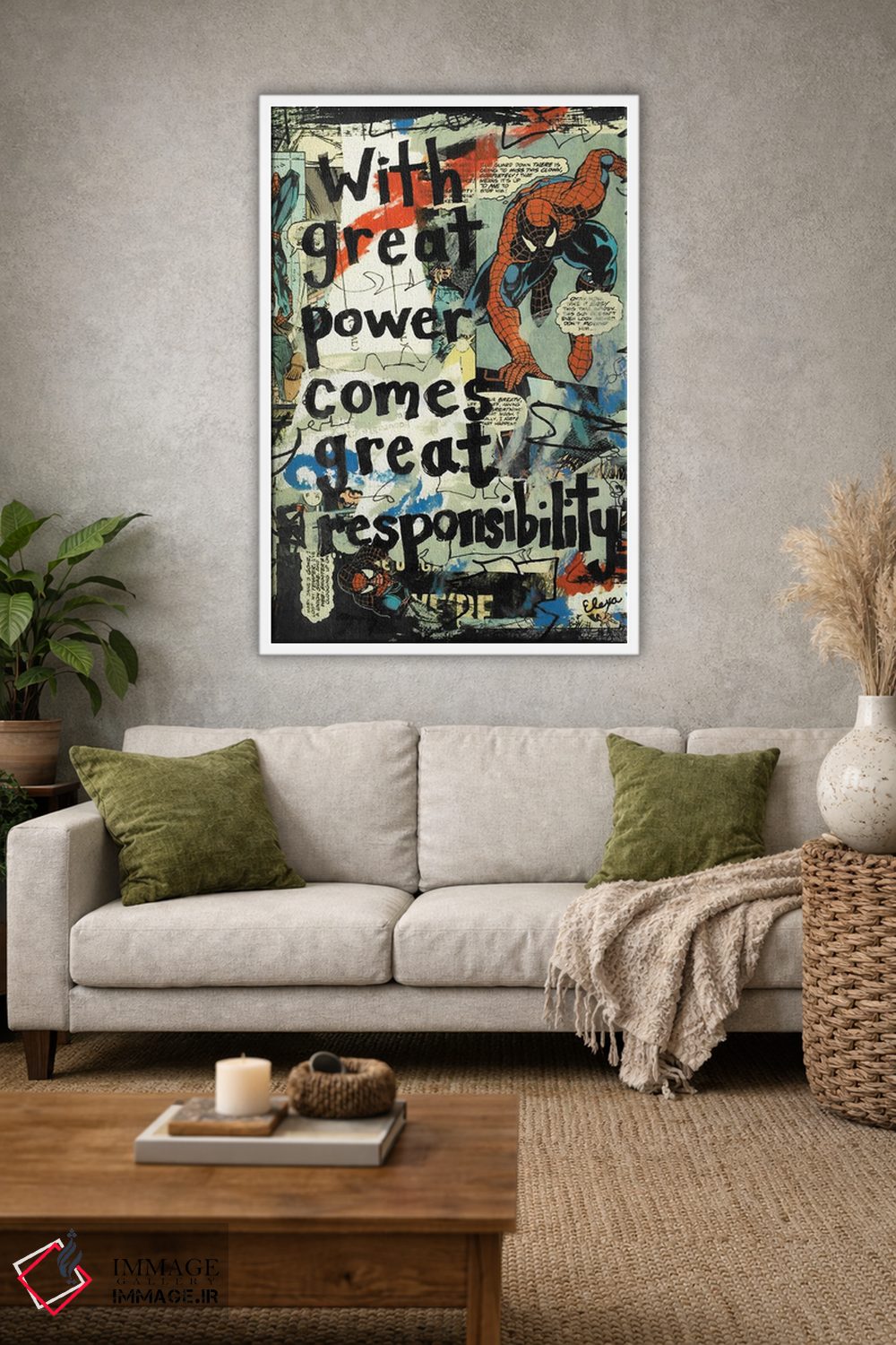 تابلو دکوراتیو قدرت بزرگ اسپایدرمن اثر الکسا بانکرافت - D1W