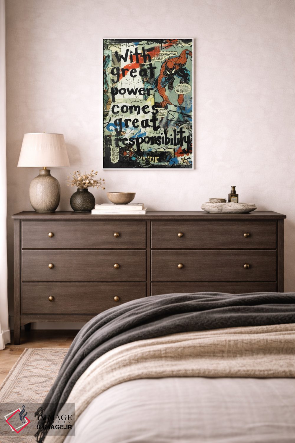 تابلو دکوراتیو قدرت بزرگ اسپایدرمن اثر الکسا بانکرافت - D2W