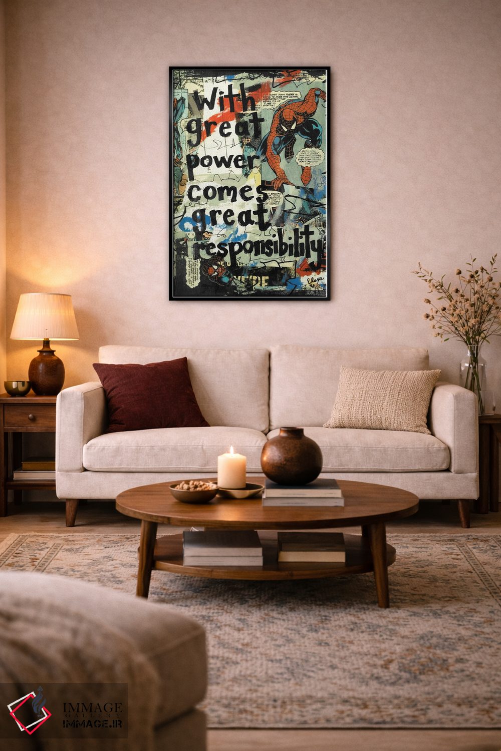 تابلو دکوراتیو قدرت بزرگ اسپایدرمن اثر الکسا بانکرافت - D3B