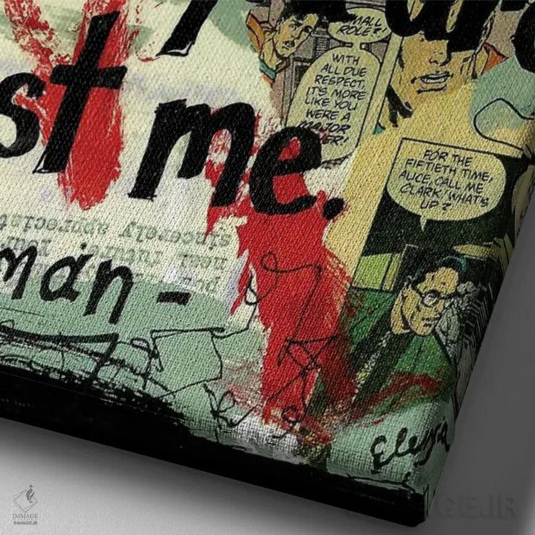 تابلو دکوراتیو سوپرمن بسیار قوی تر اثر الکسا بانکرافت - نمای نزدیک بافت بوم