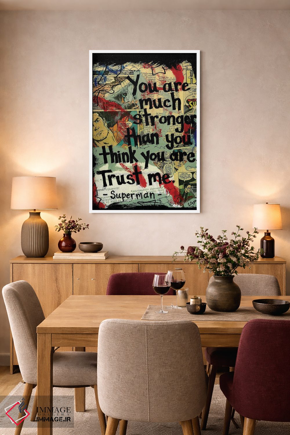 تابلو دکوراتیو سوپرمن بسیار قوی تر اثر الکسا بانکرافت - D6W