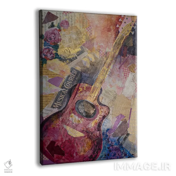 تابلو دکوراتیو گیتار قرمز اثر الیری ریـدال - نمای پرسپکتیو محصول