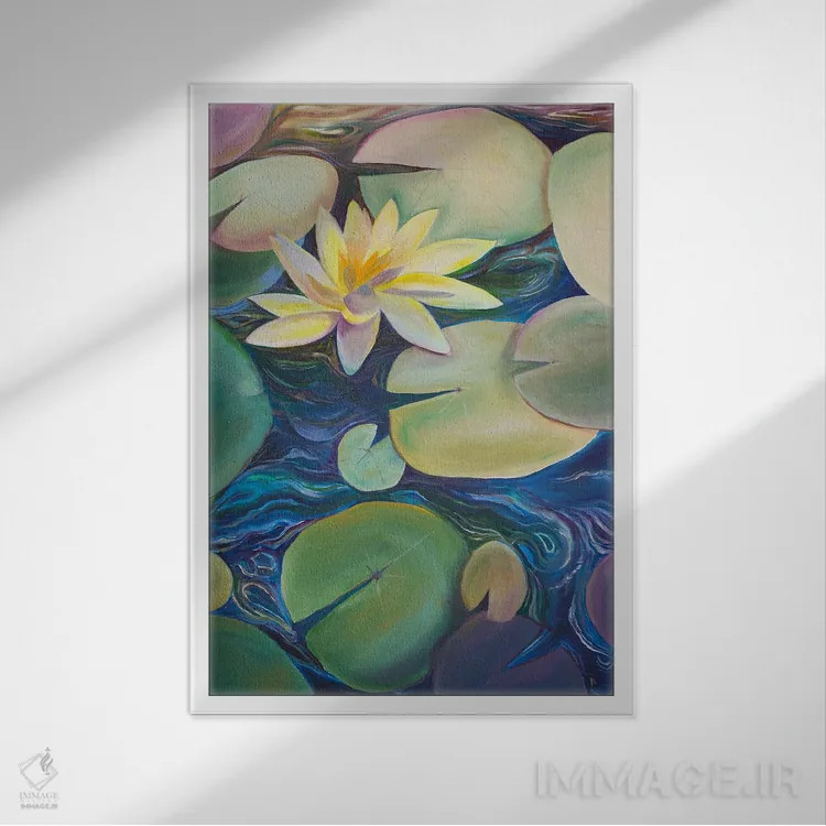 تابلو دکوراتیو آرامش بر جریان آب اثر الیری ریـدال - نمای قابدار سفید