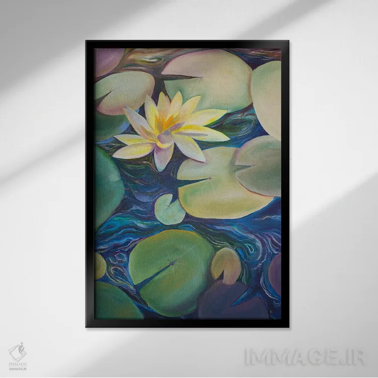 تابلو دکوراتیو آرامش بر جریان آب اثر الیری ریـدال - نمای قابدار مشکی