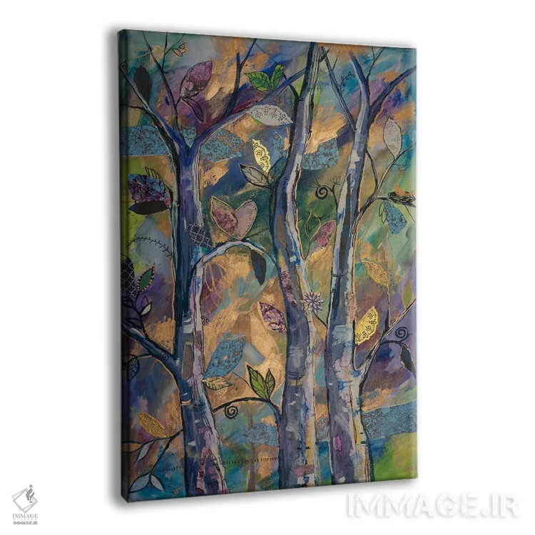 تابلو دکوراتیو سه دوست درختی اثر الیری ریـدال - نمای پرسپکتیو محصول