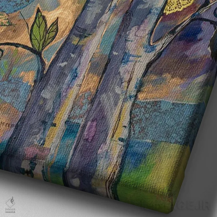 تابلو دکوراتیو سه دوست درختی اثر الیری ریـدال - نمای نزدیک بافت بوم