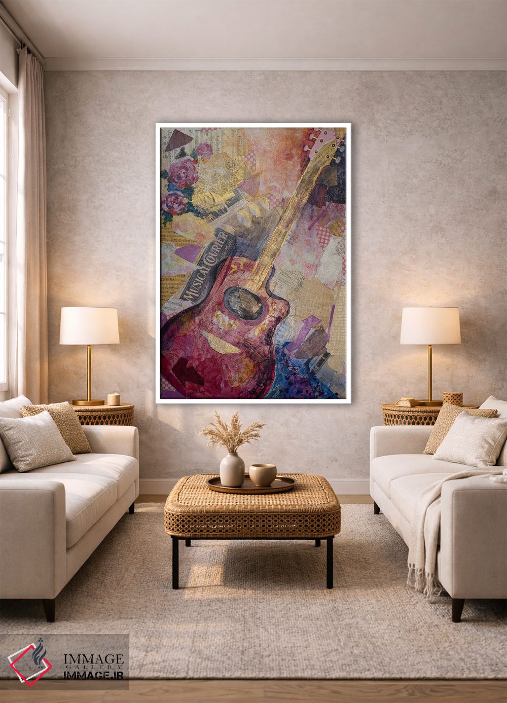 تابلو دکوراتیو گیتار قرمز اثر الیری ریـدال - D1W