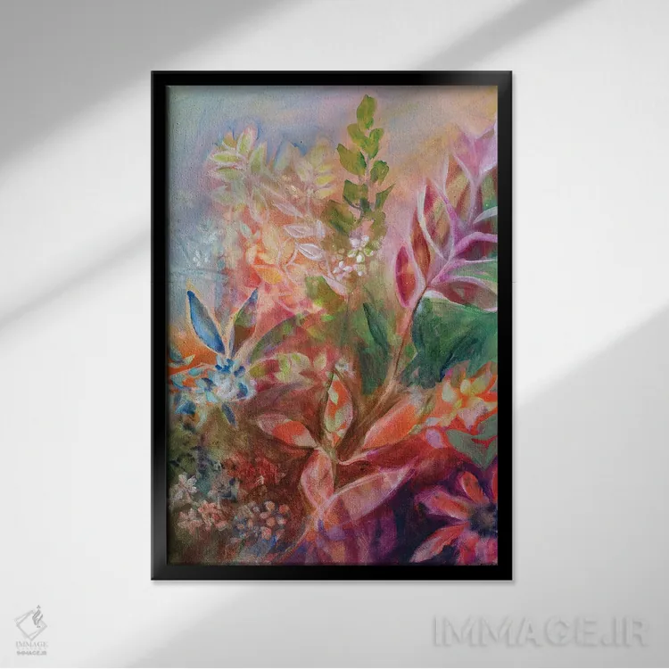 تابلو دکوراتیو حمام طبیعت ۳ اثر الیری ریـدال - نمای قابدار مشکی