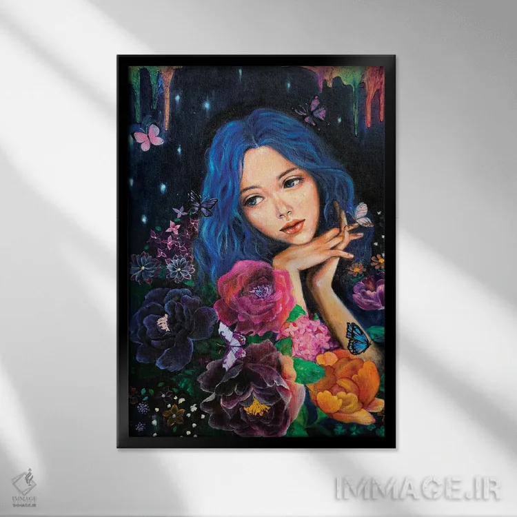 تابلو دکوراتیو شبی پرستاره اثر یوری کیم - نمای قابدار مشکی