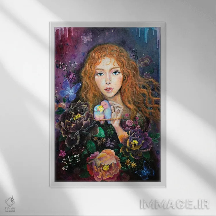 تابلو دکوراتیو باغ مخفی اثر یوری کیم - نمای قابدار سفید