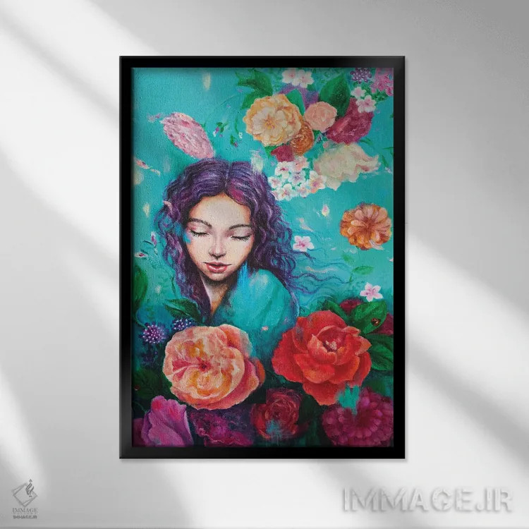 تابلو دکوراتیو گلبرگ های پرنده اثر یوری کیم - نمای قابدار مشکی