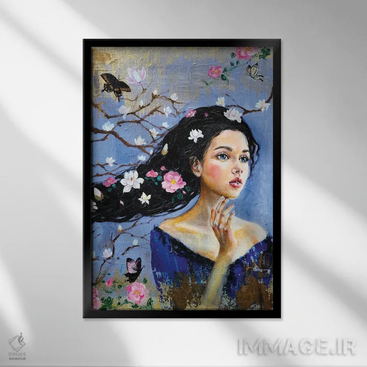 تابلو دکوراتیو رویاپرداز: مگنولیا اثر یوری کیم - نمای قابدار مشکی