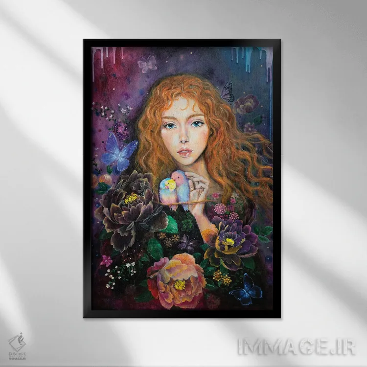 تابلو دکوراتیو باغ مخفی اثر یوری کیم - نمای قابدار مشکی