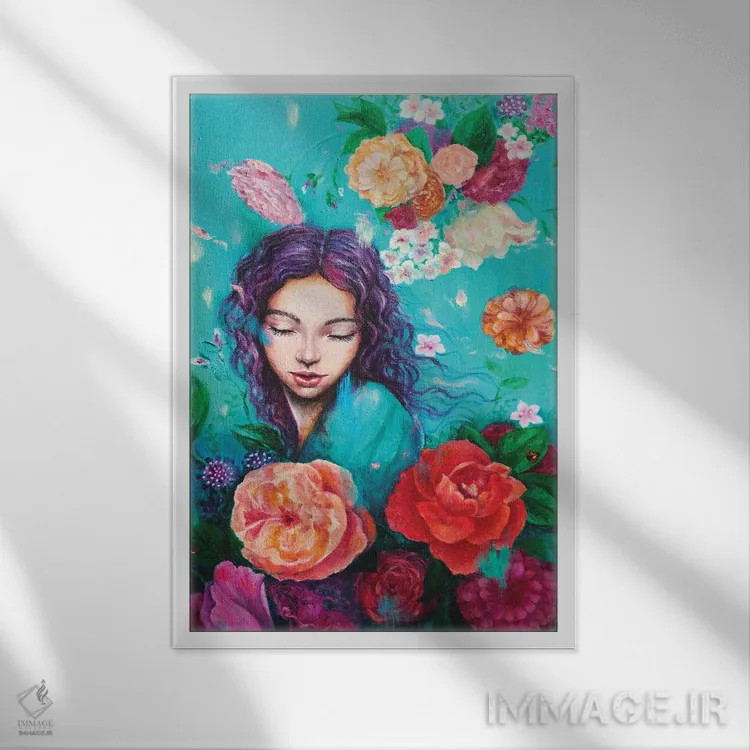 تابلو دکوراتیو گلبرگ های پرنده اثر یوری کیم - نمای قابدار سفید