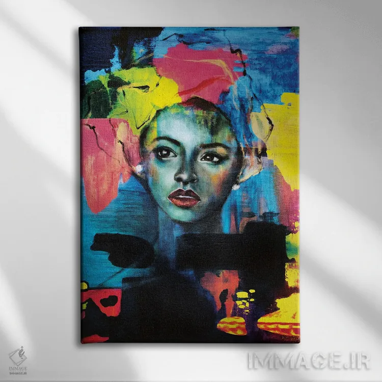 تابلو دکوراتیو مخمل آبی اثر یوری کیم - نمای روبهرو روی دیوار