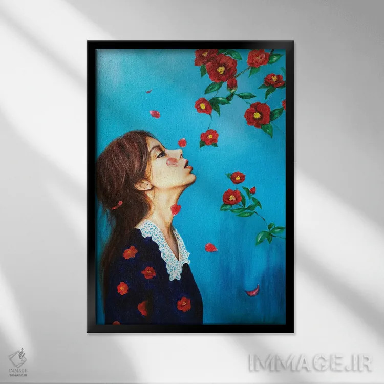 تابلو دکوراتیو دلتنگ خانه: کاملیا اثر یوری کیم - نمای قابدار مشکی