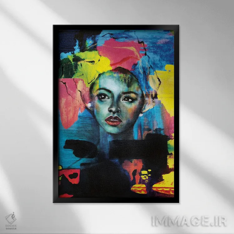 تابلو دکوراتیو مخمل آبی اثر یوری کیم - نمای قابدار مشکی