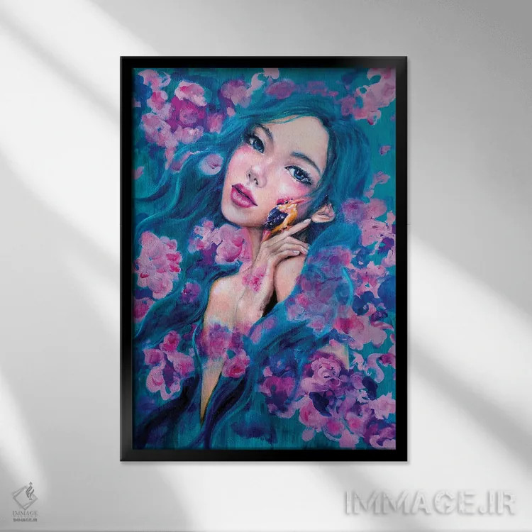 تابلو دکوراتیو عاشق: سبز اثر یوری کیم - نمای قابدار مشکی