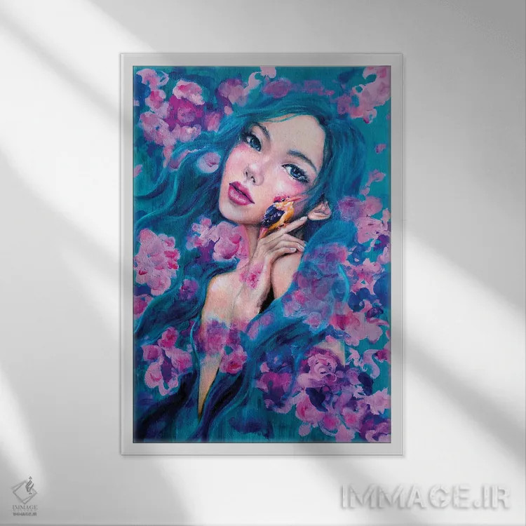 تابلو دکوراتیو عاشق: سبز اثر یوری کیم - نمای قابدار سفید