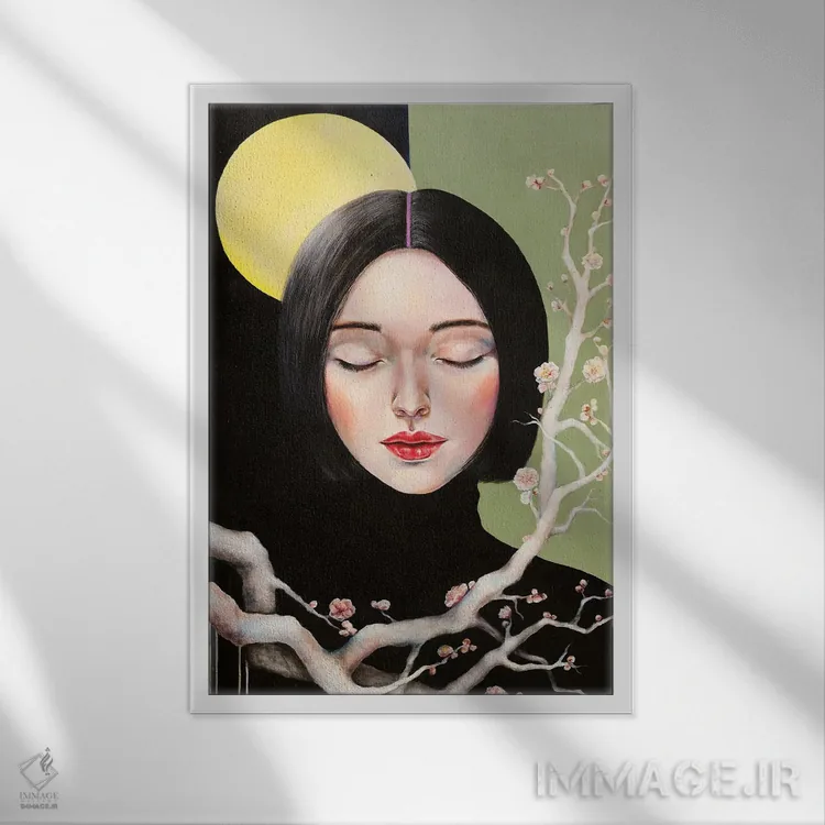 تابلو دکوراتیو یادآور اثر یوری کیم - نمای قابدار سفید