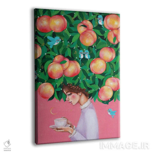 تابلو دکوراتیو زمان چای هلو اثر یوری کیم - نمای پرسپکتیو محصول