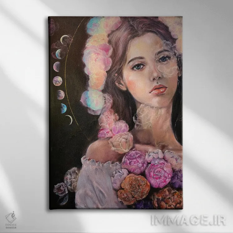 تابلو دکوراتیو فاز ماه اثر یوری کیم - نمای روبهرو روی دیوار