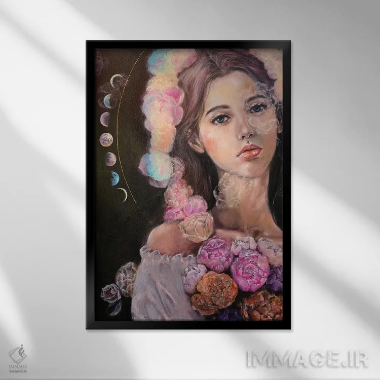 تابلو دکوراتیو فاز ماه اثر یوری کیم - نمای قابدار مشکی