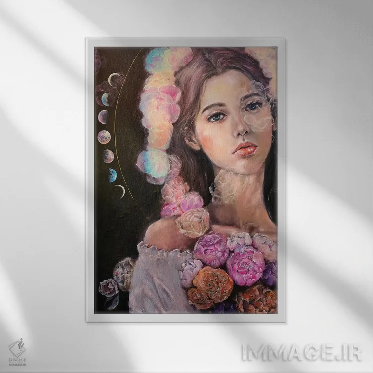 تابلو دکوراتیو فاز ماه اثر یوری کیم - نمای قابدار سفید