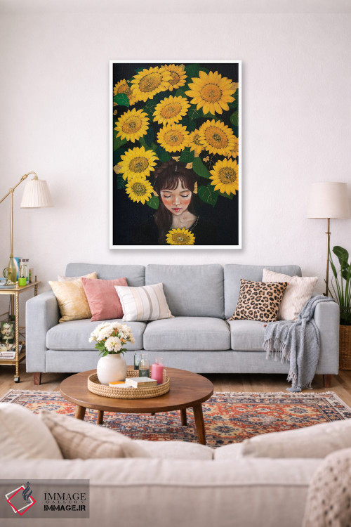 تابلو دکوراتیو دختر آفتابگردان اثر یوری کیم - D1W