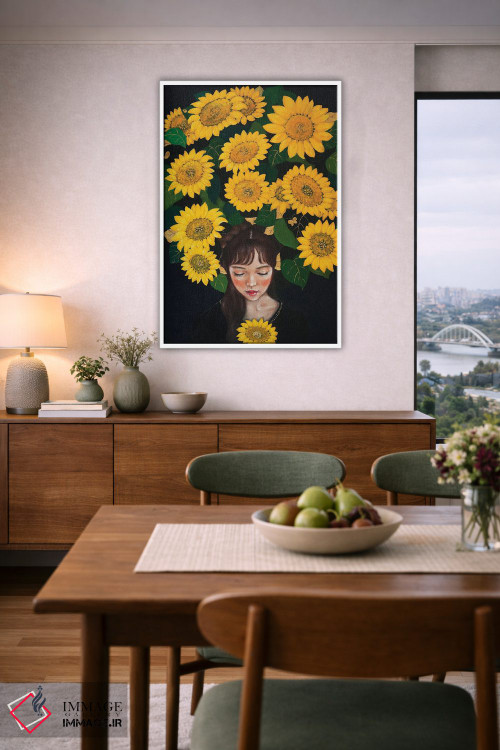 تابلو دکوراتیو دختر آفتابگردان اثر یوری کیم - D4W