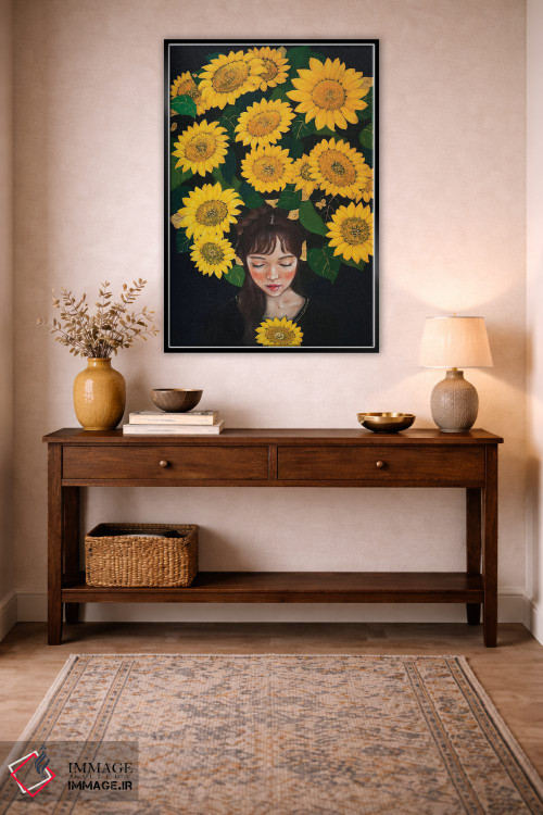 تابلو دکوراتیو دختر آفتابگردان اثر یوری کیم - D3B