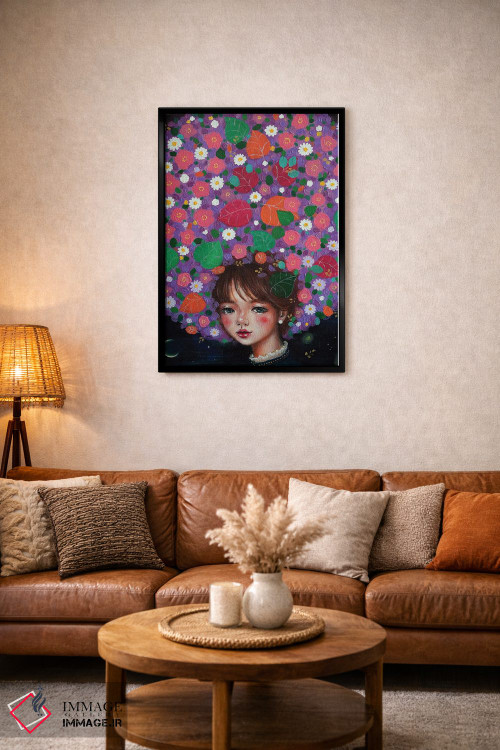 تابلو دکوراتیو دختر گل وحشی اثر یوری کیم - D2B