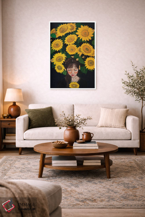 تابلو دکوراتیو دختر آفتابگردان اثر یوری کیم - D2W