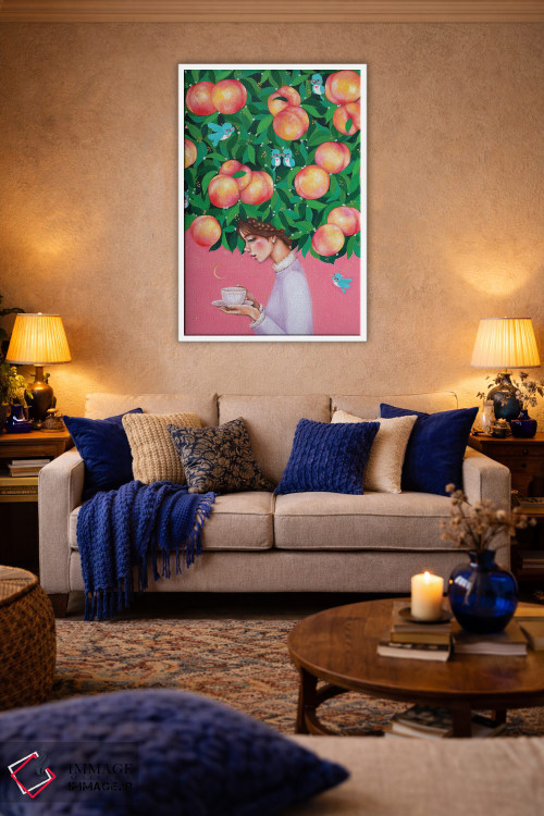 تابلو دکوراتیو زمان چای هلو اثر یوری کیم - D3W