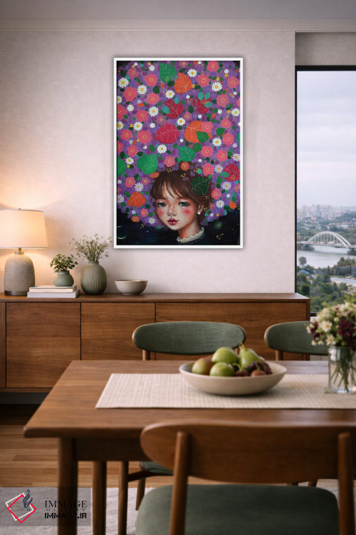 تابلو دکوراتیو دختر گل وحشی اثر یوری کیم - D5W