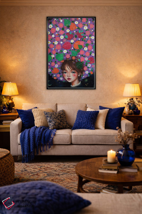 تابلو دکوراتیو دختر گل وحشی اثر یوری کیم - D4B