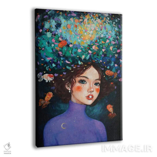 تابلو دکوراتیو دختر رانچو با مرواریدها اثر یوری کیم - نمای پرسپکتیو محصول