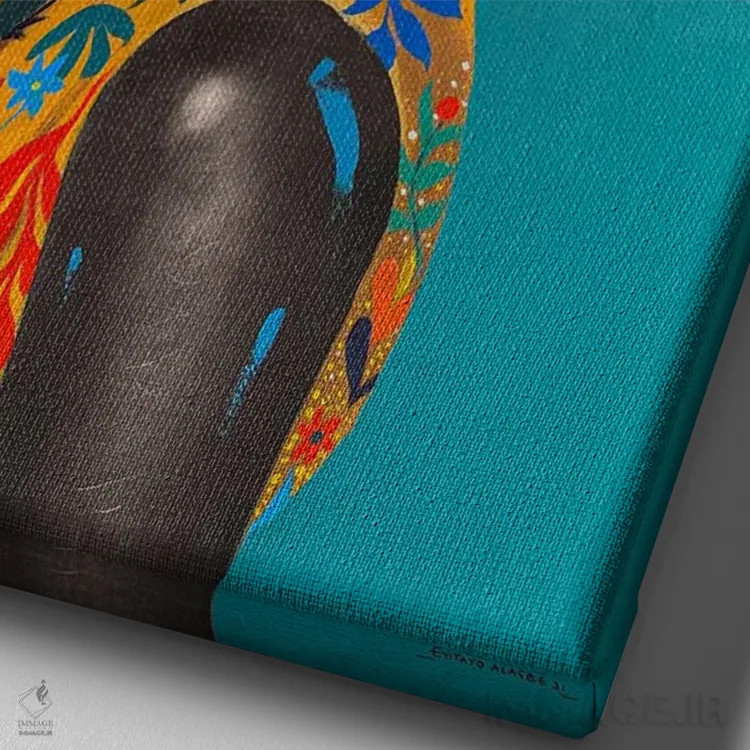 تابلو دکوراتیو گنجینه ام را به تن می کنم ۱ اثر اییتایو الاگبه - نمای نزدیک بافت بوم