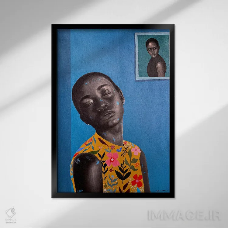 تابلو دکوراتیو گنجینه ام را به تن می کنم ۲ اثر اییتایو الاگبه - نمای قابدار مشکی