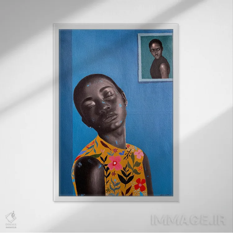 تابلو دکوراتیو گنجینه ام را به تن می کنم ۲ اثر اییتایو الاگبه - نمای قابدار سفید