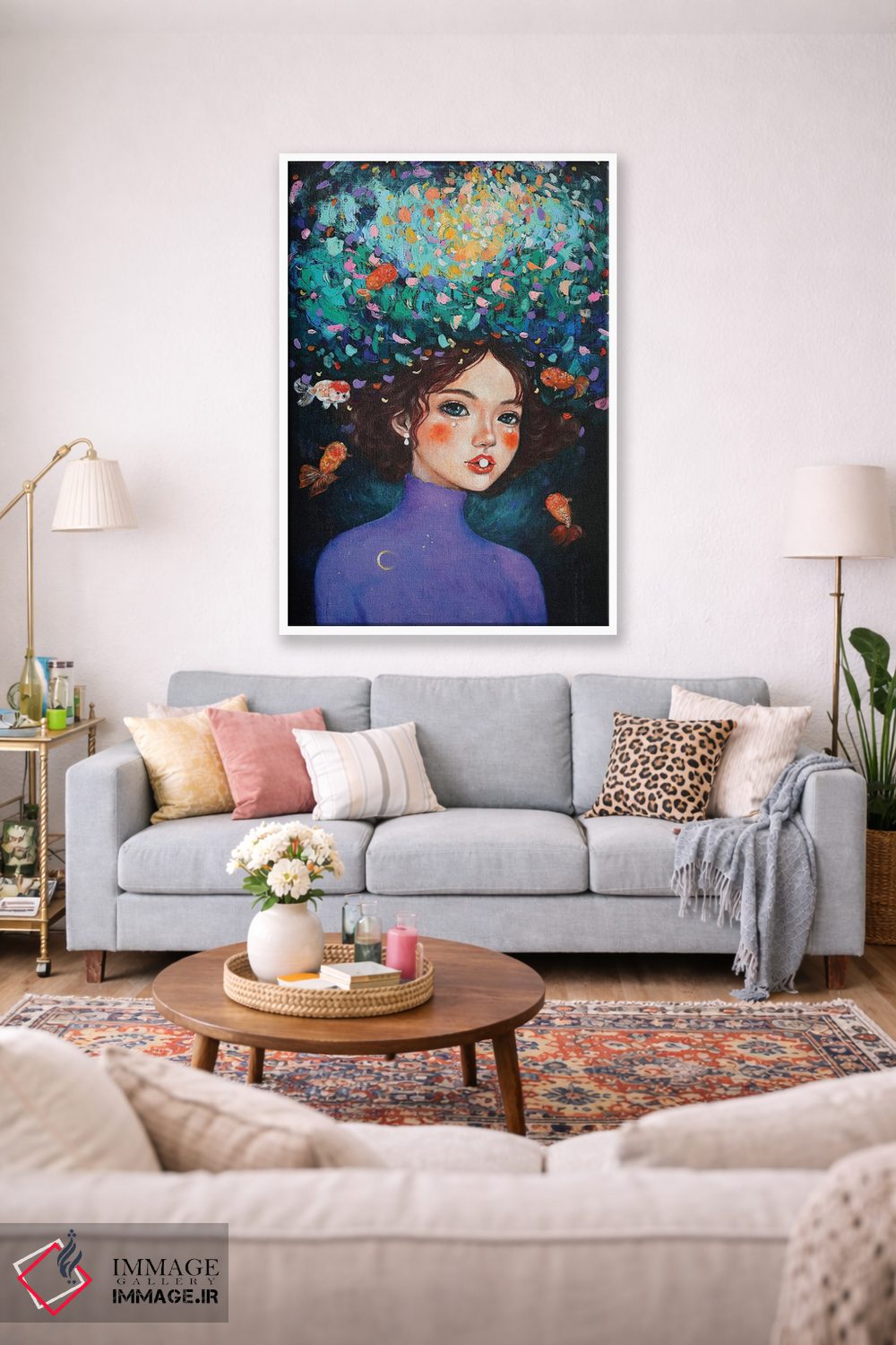 تابلو دکوراتیو دختر رانچو با مرواریدها اثر یوری کیم - D1W