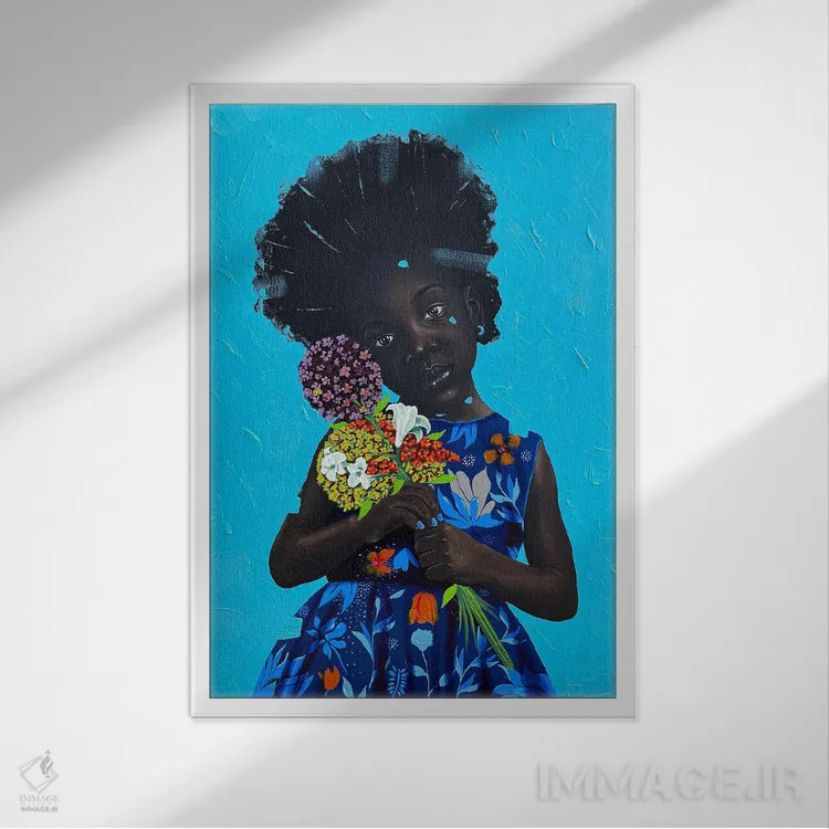 تابلو دکوراتیو گل های ما را بدهید ۲ اثر اییتایو الاگبه - نمای قابدار سفید