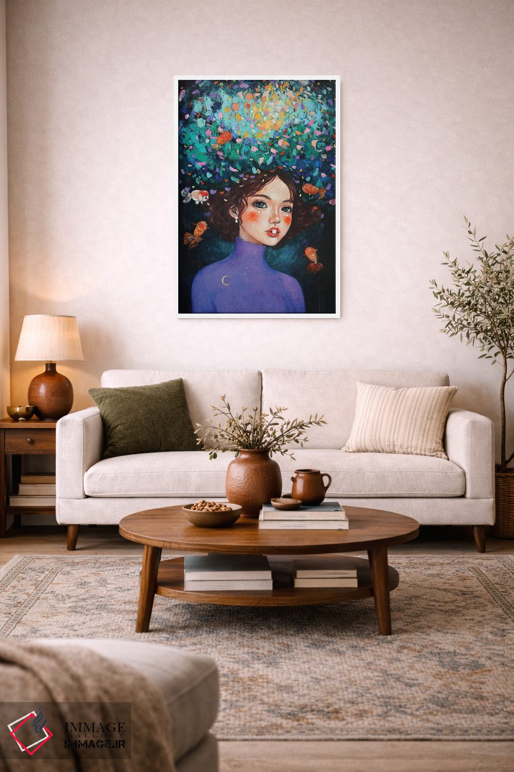 تابلو دکوراتیو دختر رانچو با مرواریدها اثر یوری کیم - D2W