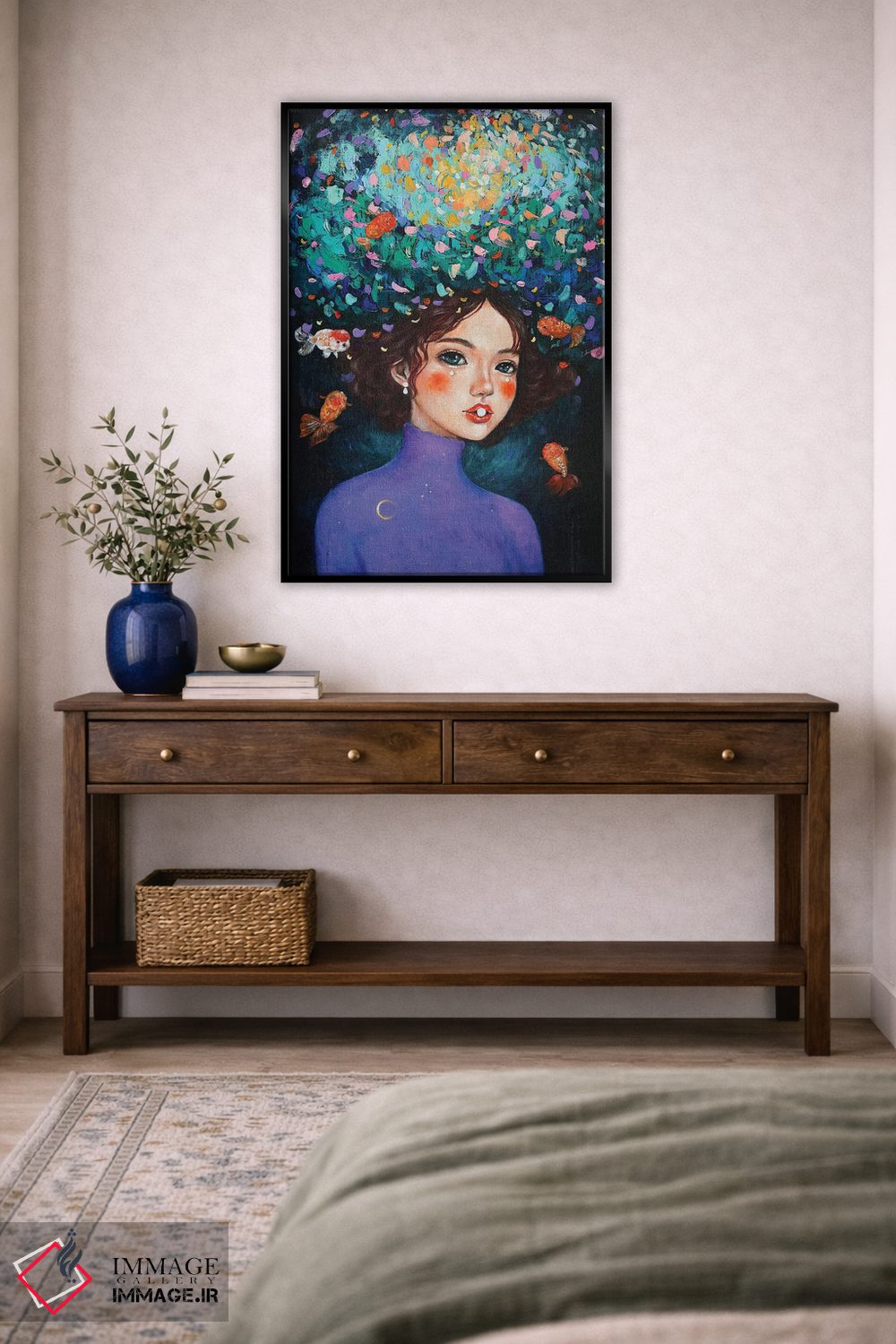 تابلو دکوراتیو دختر رانچو با مرواریدها اثر یوری کیم - D4B