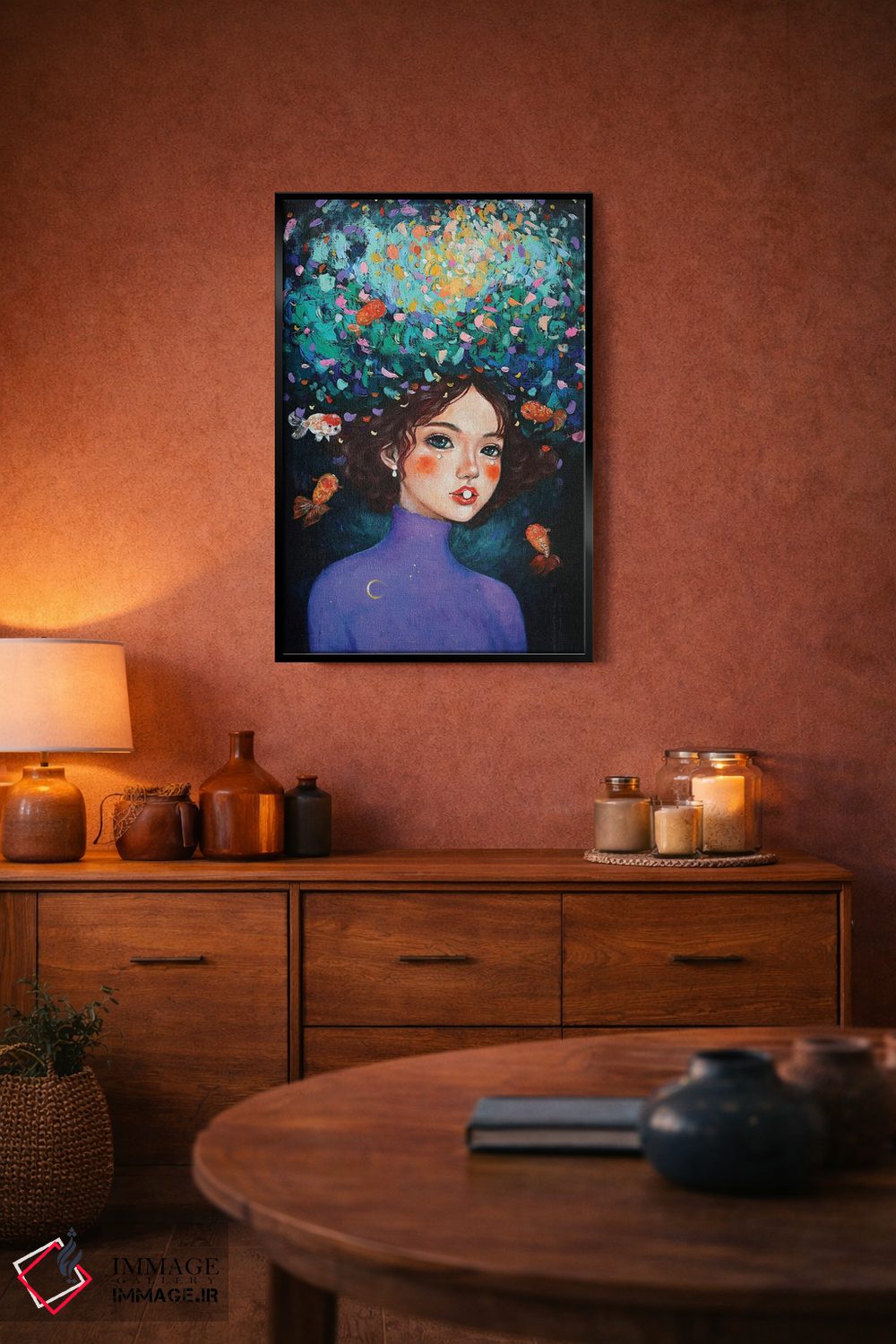 تابلو دکوراتیو دختر رانچو با مرواریدها اثر یوری کیم - D5B