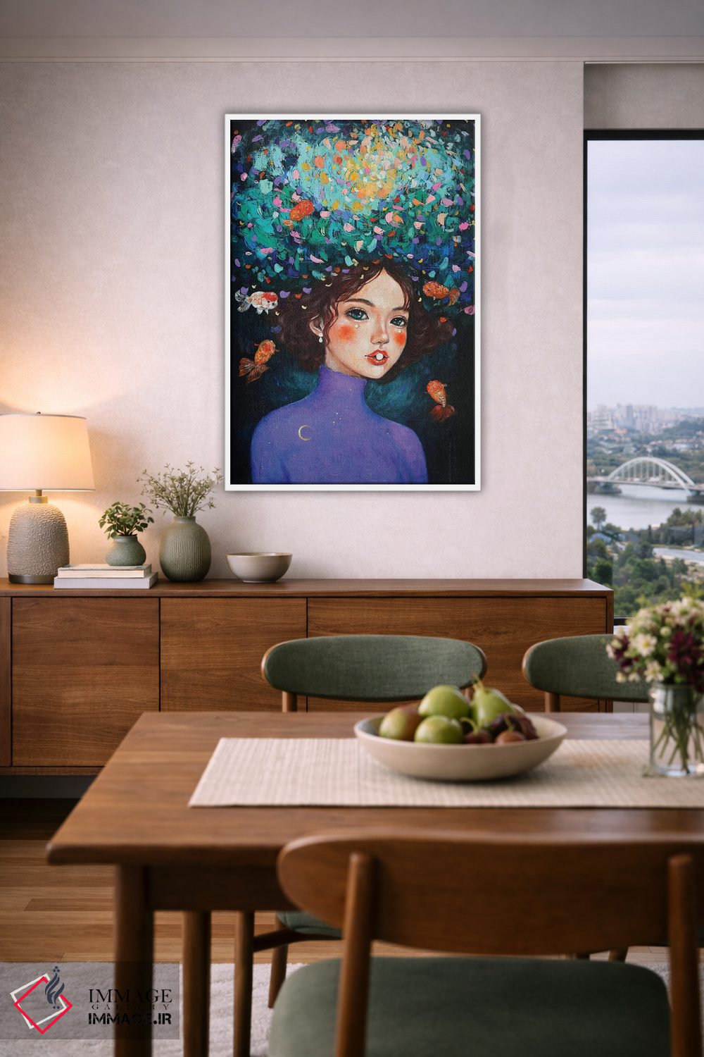 تابلو دکوراتیو دختر رانچو با مرواریدها اثر یوری کیم - D6W